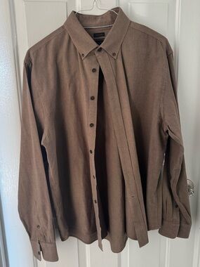 Mens Jos. A. Bank Classic Button-Down Brown Dress Shirt Size XL